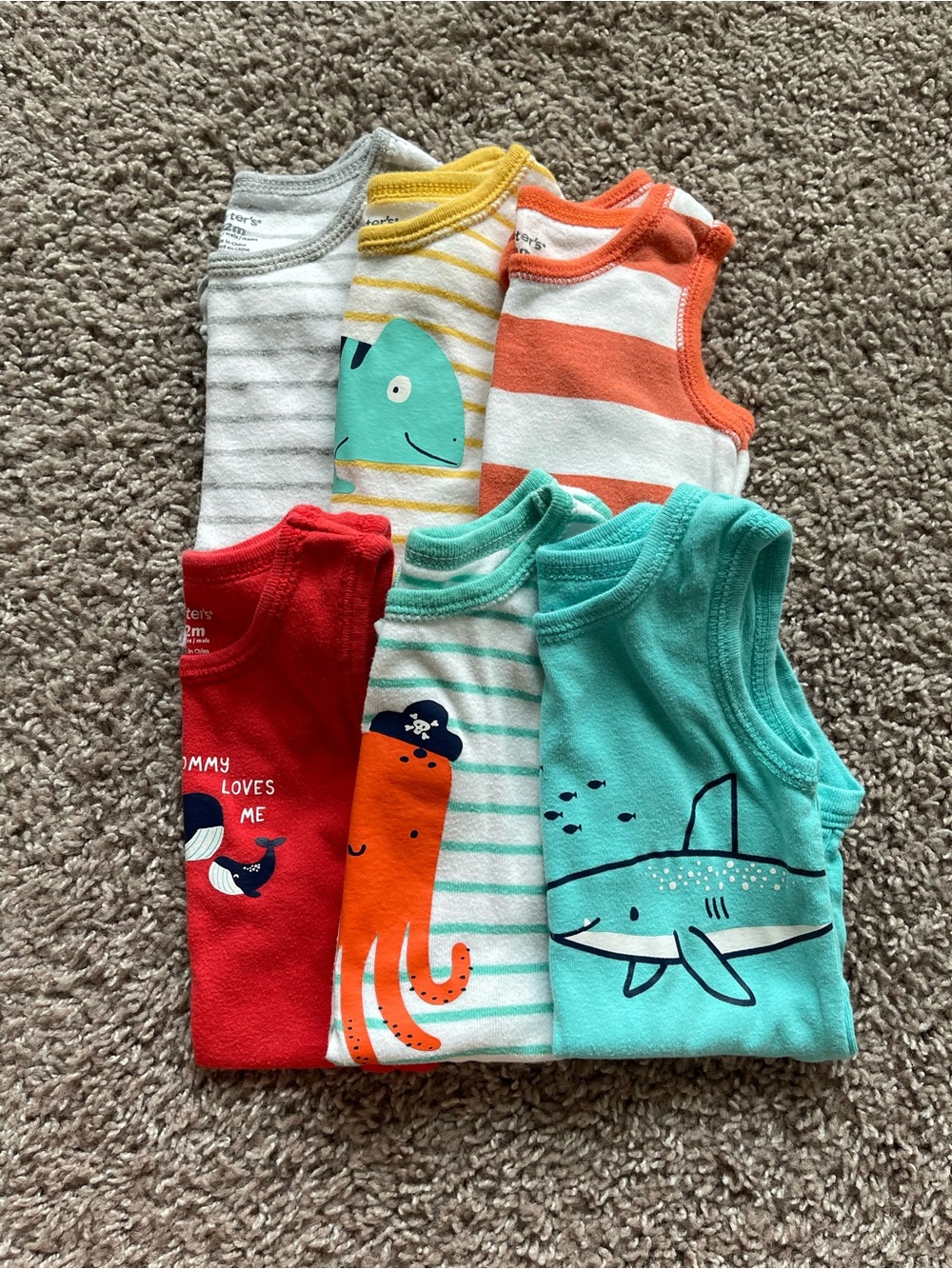💥 Mix & Match - 5 for $25 💥 Carter's Baby Boys' Sleeveless Ocean Print Tank Tops